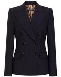 Dolce & Gabbana - Veste Turlington À Boutonnage Simple En Laine À Fines Rayures - Lyst