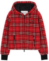 Burberry - Cropped Check Fleece Hooded Jacket - Lyst