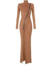 Elisabetta Franchi - High-Neck Embellished Maxi Dress - Lyst