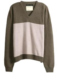 Frenckenberger - V-Neck Colour-Block Sweater - Lyst