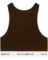 Sporty & Rich - Serif-Logo Ribbed Crop Top - Lyst