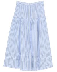 Doen - Striped Tiered Midi Skirt - Lyst