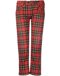R13 - Jeans Crop Con Motivo Tartan - Lyst
