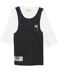 PDF - Pinstripe-Pattern Logo-Patch T-Shirt - Lyst