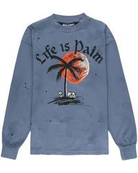 Palm Angels - Distressed Graphic-Print Sweatshirt - Lyst