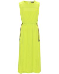 Moncler - Logo-Appliqué Pleated Midi Dress - Lyst