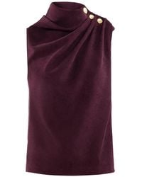 Saiid Kobeisy - Button-Embellished Pleated Top - Lyst