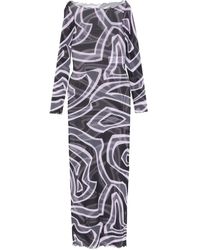 PUCCI - Abstract-print long-sleeve maxi dress - Lyst