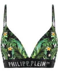 Philipp Plein - Hawaiian-Print Logo-Underband Bralette - Lyst