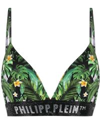 Philipp Plein - Hawaiian-Print Logo-Underband Bralette - Lyst