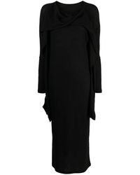 Yohji Yamamoto - Twist-Detail Wool Midi Dress - Lyst
