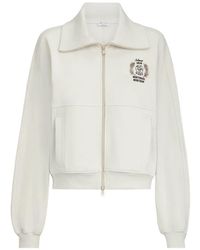 Brunello Cucinelli - Cotton Smooth French Terry Sweatshirt With Zip And Embroidered Logo - Lyst