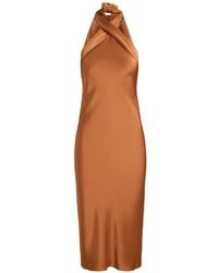 Ralph Lauren - Tie-Back Halter Midi Dress - Lyst