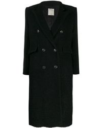 Sandro Tweed Double-breasted Coat - Black