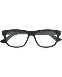 Gucci - Eckige Brille Mit Logo-Schild - Lyst