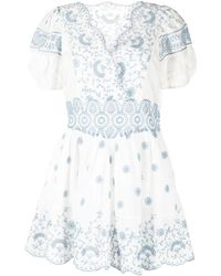 LoveShackFancy - Abito Corto Valente Con Pizzo Sangallo - Lyst