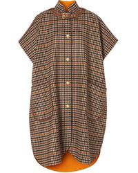 Burberry Check-print Buckle-detail Cape - Brown
