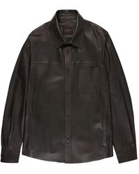 Montedoro - Buttoned Leather Overshirt - Lyst