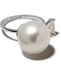 Delfina Delettrez - 18Kt Pearl & Triangle Diamond Ring - Lyst