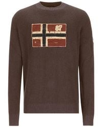 Napapijri - Archive Logo-Patch Waffle-Knit Sweater - Lyst