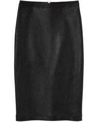 Versace - Leather Pencil Midi Skirt - Lyst