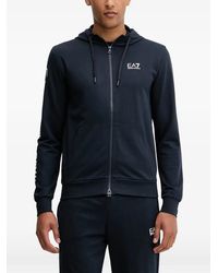 EA7 - Hoodie Met Logoprint En Rits - Lyst