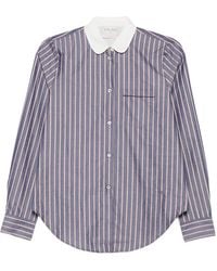 forte_forte - Gestreepte Blouse Met Clubkraag - Lyst