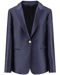 Alberta Ferretti - Mikado Single-Breasted Peaked-Lapels Suit Jacket - Lyst
