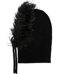 P.A.R.O.S.H. - Lestat Feather-Trim Knitted Beanie Hat - Lyst