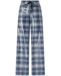 Pinko - Palazzo Trousers With Check Pattern And Sequins - Lyst