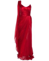 IRIS SERBAN - Clarice Asymmetric-Sleeve Draped Maxi Dress - Lyst
