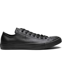 Converse - Chuck Taylor All Star Ox "black Leather" Sneakers - Lyst