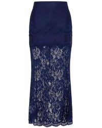 Rabanne - Jersey Midi-Rok Met Kanten Vlakken - Lyst