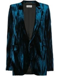 Saint Laurent - Crinkled Velvet One-Button Blazer - Lyst