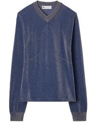 Tory Burch - Metallic V-Neck Sweater - Lyst