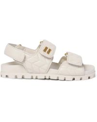 Miu Miu - Sporty Matelassé Nappa Leather Sandals - Lyst