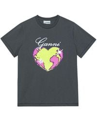 Ganni - T-shirt Met Print - Lyst