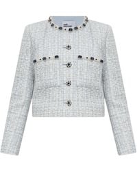 Self-Portrait - Tweed-Jacke mit Strass - Lyst