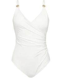 MICHAEL Michael Kors - Logo-Details V-Neck Swimsuit - Lyst
