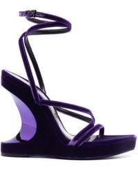 Tom Ford - 130Mm Wedge Velvet Sandals - Lyst