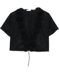 Oséree - Rose-Embellished Glitter-Detail Top - Lyst