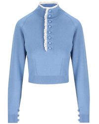 Chloé - Pullover Mit Spitzenbesatz Und Knopfdetail - Lyst