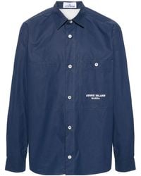 Stone Island - Giacca-Camicia Con Dettaglio A Righe - Lyst