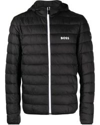 BOSS - Gefütterte Jacke Mit Logo-Print - Lyst