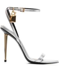 Tom Ford - Padlock Leather Heeled Sandals - Lyst