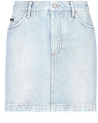 Dolce & Gabbana - Logo-Plaque Denim Skirt - Lyst