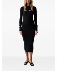 Twinset - Midi Ribbed-Knit Button-Cuff Dress - Lyst