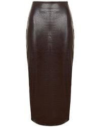 Wolford - Crocodile-Effect Slit-Detail Mini Pencil Skirt - Lyst