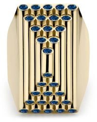 Pragnell - 18Kt Pyramid Sculptural Sapphire Cocktail Ring - Lyst