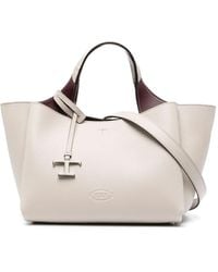 Tod's - Logo-plaque Leather Tote Bag - Lyst
